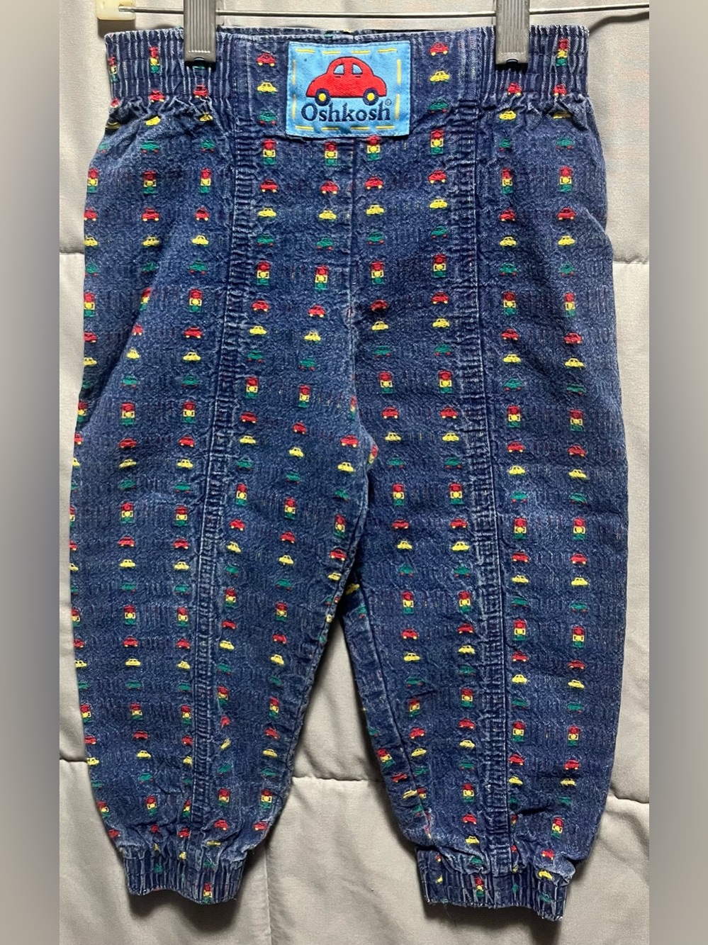 Vintage OshKosh B’Gosh 3T Traffic Light Car Print Denim Pants USA Made 90s